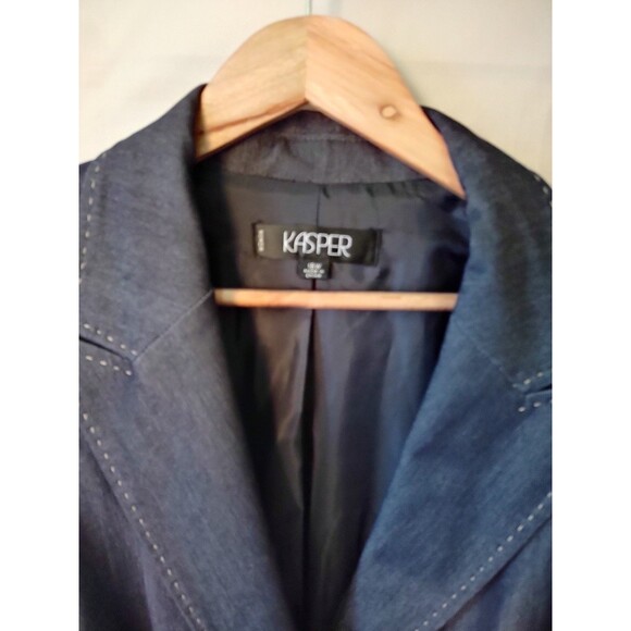 Kasper Blazer Womens 18 Lined Single Breated Crest Buttons, Stitching Detailing - Picture 3 of 11